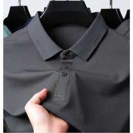 Business Casual Solid Colour Men Tops Daily Work Clothes Boutique Mens Clothing Products Polo Shirt Long Sleeve Spring 240119