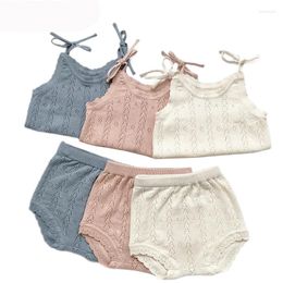 Clothing Sets 2024 Sweet Cotton KniStrap Shirt Short Pants Suit For Toddler Girls Set Born Baby Outfits Princess Costumes