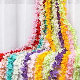 Decorative Flowers 2M Artificial Wedding Flower Strips String Hydrangea Wisteria Rattan Orchid Hanging Wall