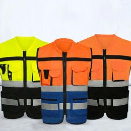Motorcycle Apparel Reflective Vest High Visibility With Zip Cycling Construction Jacket