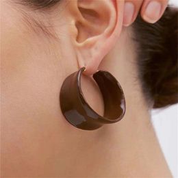 Stud Earrings Autumn And Winter Chocolate Enamel Drop Glaze Irregular Ring For Women's Simple Fashion Charm Jewellery