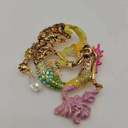 Brooches European And American Brand Trend Double Mermaid Brooch For Women