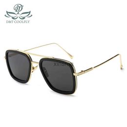 Sunglasses D T 2020 New Fashion Square Sunglasses Men Women Stark Iron Man Sunglasses Colour Lens Metal Frame High-Quality Luxury Sunglasses YQ240131