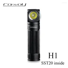 Flashlights Torches Convoy H1 With SST20 Led Flashlight Headlight Mini Linterna 18650 Head Lamp High Power Torch Camping Fishing Work Light