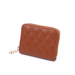 Card Holders Women PU Plain Embroider Square Short Storage Bag Mix Color