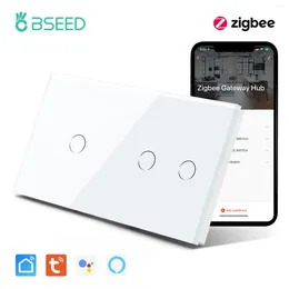 Smart Home Control BSEED Zigbee 1/2/3Gang Wall Touch Switches Double Light Life Tuya Alexa Alice EU Standard 10A