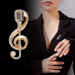 Brooches Fashion Musical Note Simple All-Match Microphone Metal Pins For Men Women Retro Party Jewellery Clothing Accessories Gift