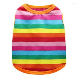 Dog Apparel Clothes Rainbow Striped T-Shirt Small Dogs Chihuahua Puppy Vest Coat Pet Clothing Christmas Costume Ropa Para Perro