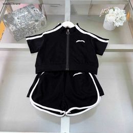 New kids tracksuits baby Sports and fitness set Size 110-160 girl Short sleeved zippered jacket and shorts Jan20