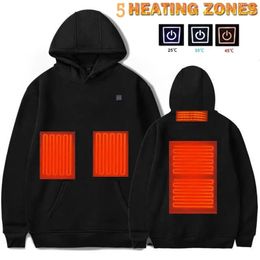 Autumn men USB Heated jacket hoodies Fashion Long Sleeve Casual Coat women Sweatshirt With Hood Oversized Heated Clothes 240131