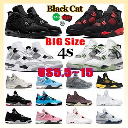 Big Size 14 15 Basketball Shoes for Men Women Black Cat 4s Military Sail Red Cement Yellow Thunder White Oreo Cool Grey Blue University Seafoam Mens Sports with box