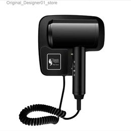 Hair Dryers 1600W Black Hotel Hair Dryer Wall-mounted Negative Ions Strong Winds Bathroom Toilet Homestay Blower Free Punching with 3M Glue Q240131