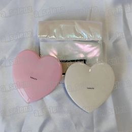Compact Mirrors Heart Shape Hand Makeup Pocket Mirror with Pouch