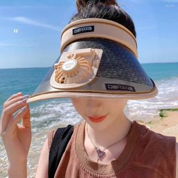 Wide Brim Hats Breathable Fishing Hat Electric Fan Adjustable UV Protection Cycling Empty Top Sun Summer Visor Sunscreen