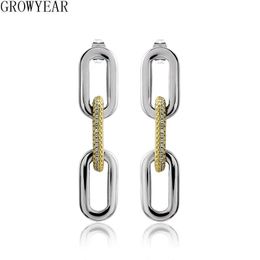 Rhinestone Crystal Link Long Earrings for Women Stainless Steel Geometric Drop Dangling Tassel Earrings Big Thick Punk Earrings 240131