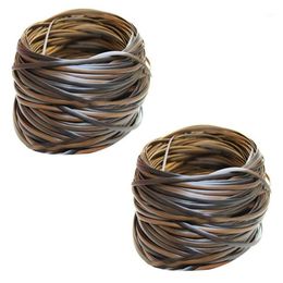 Decorative Flowers & Wreaths 2X Brown Coffee Gradient Flat Synthetic Rattan Repair Material Plastic Wicker Kit Patio Furniture213D