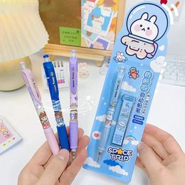 Cute Cartoon Mechanical Pencils With Refills Kawaii Automatic Set Korean Stationery Press Pens School Office Supplies