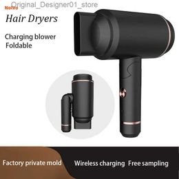 Hair Dryers 5000mAh High Power Foldable Cordless Hair Dryers Rechargeable Portable Travel Hairdryer Wireless Blow Dryer Styling Tool Q240131