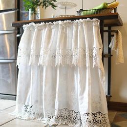 Curtain Hollow Embroidery Small Short Kitchen White Lace Roman Curtains Half Door Bay Window Home Decoration Cotton Cortinas