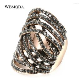 Cluster Rings Wbmqda Luxury Punk Big Ring Geometric Cross Grey Crystal Women Party Accessories Gold Colour Vintage Wedding Jewellery Gift