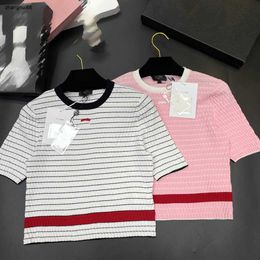 designer women costume T shirt fashion Stripe printing short sleeve high quality ladies leisure knitting upper garment Jan 31