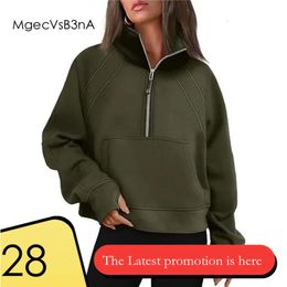 Lulumelon Yoga Set Scuba Hoodie Half Zip Women's Sports Sweater Loose Blazer Fitness Short Fleece Coat Sweatshirt 658