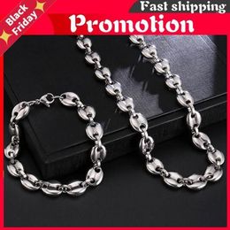 Chains Hop Width 11mm Stainless Steel Gold Coffee Beans Link Chain Necklace Necklaces 316l For Men Jewelry259p