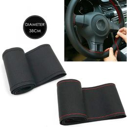 Steering Wheel Covers Soft Car Leather Cover With Needles And Thread DIY Braid For Diameter 37-38cm