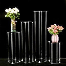 Wholesale 40cm to 130cm) candlestick clear acrylic crystal Tall candlestick Crystal Candle Holder Wedding Candelabra Acrylic Candle Holders For Table Centrepiece