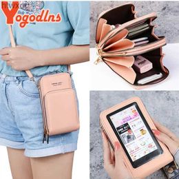 Cell Phone Pouches Yogodlns Three-layer Touch Screen Bag Female Crossbody Bag New trendy zipper multifunctional Shoulder Bag Mobile Phone Bag YQ240131