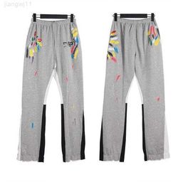 Men's Pants Galleries Sweatpants Dept Speckled Letter Print Mens Womens Couple Loose Versatile Casual Straight Graffiti Red Gray White C23