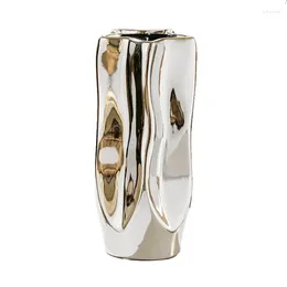 Vases Arrangement Irregular Flower Porcelain Interior Vase Luxury Ornament Art Hydroponic Decoration Silver Ceramic Electroplated