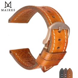 MAIKES Fashion Genuine Leather Watch Strap Black Silver Rose Gold Pin Buckle Watch Band Bracelet 18-24mm for Amazfit Bip 240126