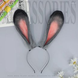 Party Supplies Grey Rabbit Cosplay Headwear Plush Lolita Girl Long Ear Headbands Halloween Hairband Costume