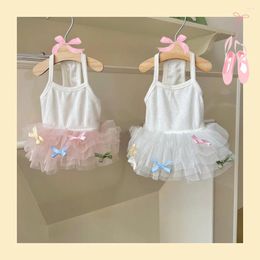 Dog Apparel Ins Bow Ballerina Skirt Suspenders Spring And Summer Pet Cat Girl Cute Tutu Maltese Bichon Small Dress