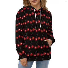 Women's Hoodies Red Sweet Cherry Casual Natural Fruit Trendy Loose Hoodie Spring Long-Sleeve Street Fashion Oversized Hooded Sweatshirts