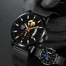 Wristwatches 2023 Exquisite Watch For Men Fashion Elegant Brand Male Stainless Steel Business Gold Quartz Casual Watches Mens Relo301T