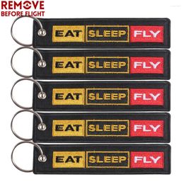 Keychains 5 PCs Embroidery Eat Sleep Fly Jewellery Key Tag Fashion Keyring Remove Before Flight Pilot Chain For Aviation Gifts