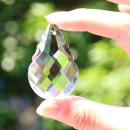 Chandelier Crystal 47MM Transparent Gourd Prism Faceted Pendant Laser Engraving Suncatcher For Windows Decoration Accessories