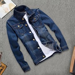 Men Denim Jacket Autumn Winter Men Jeans Jacket Long Sleeve Slim Fit Turndown Collar Jeans Jacket for Working 240119