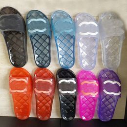 slipper Luxury designer leather ladies sandals summer flat shoes Red Blue Black white Pink purple fashion beach women slippers letter U4gv#