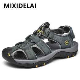 GAI MIXIDELAI Genuine Leather Shoes Summer Large Men's Men Fashion Sandals Slippers Big Size 38-47 240119 GAI