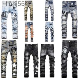 Men's Jeans Amirs Jeans for Mens Designer Patch Mens Womens Embroidered Panel Trousers Stretch Slim-fitHYC0