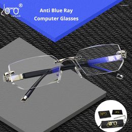 Sunglasses Rimless Diamonds Cutting Men Anti Blue Ray Computer Glasses WomenTransparent UV Screen Protection Goggles Frameless Spectacle