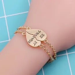 Link Bracelets Fashion Simple Friends Letter Bracelet Charm Lady Gold Colour Tricolour Jewellery Wholesale Trinkets