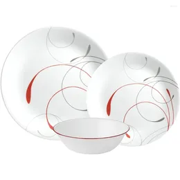 Plates Dinner Set Service For 6 Kitchen Tableware Vitrelle Glass Splendour Chip & Break Resistant 18pc Dish Plate