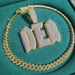 Customised Big Double Layer Name Necklace Personalised Bold Word Pendant with Cuban Chain Hip Hop Jewellery 240125