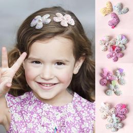 Hair Accessories 12pcs/lot Love Pearl Floret Girls Hairclips Glitter Heart Birthday Gift Baby Kids Clip For Children