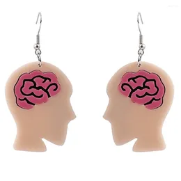 Dangle Earrings Creative Funny Cute Brain Acrylic Drop For Women Girls Cartoon Head Punk Halloween Jewellery Gifts