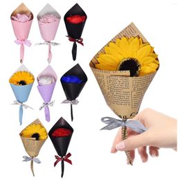 Decorative Flowers Paper S Faux Plants Large Flower Decorations Small Artificial Valentine's Day Gift Soap Mini Decoration Bouquet